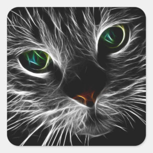 elektrische Katzenaufkleber Quadratischer Aufkleber
