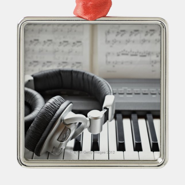 Elektrische Klavier-Tastatur Silbernes Ornament (Vorne)