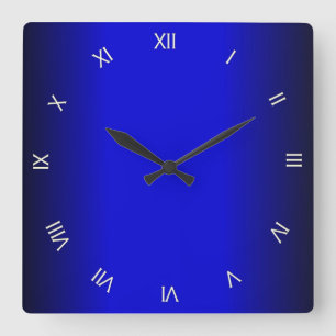 Elektrische Kobalt-Blau-römische Ziffern-Wanduhr Quadratische Wanduhr