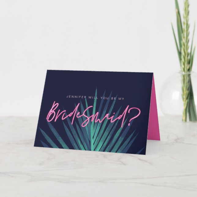 Elektrische Liebe Neon Pink Werden Sie meine Bride Karte (Vorderseite)