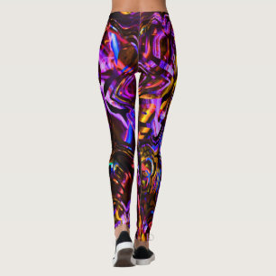 Elektrische Lila und schwarze Abstrakte Kunst Leggings