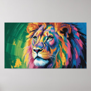 Elektrische Löwenmähne - Neon Träume Wildlife Kuns Poster