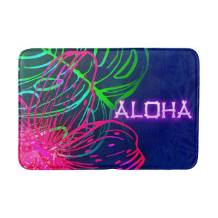 Elektrische Luau-Tropennacht Neon Aloha Badematte