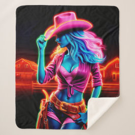 Elektrische Neonfarm Mädchen in rosa Hut unter Nac Sherpadecke