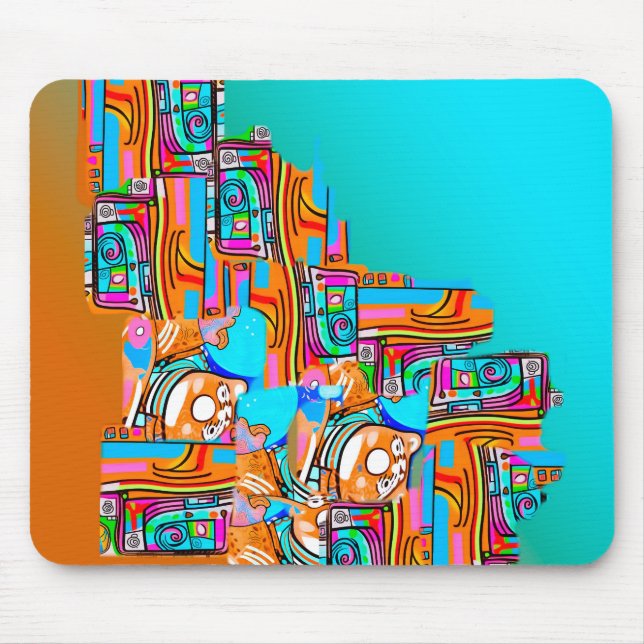 Elektrische Orangen- und Türkisträume — Abstrakter Mousepad (Vorne)