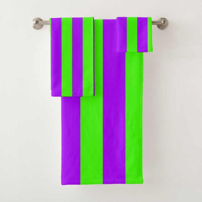 Elektrische Psychedelik Lila und Harlequin Green Badhandtuch Set (Insitu)