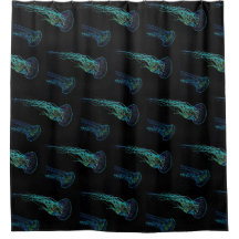 Elektrische Quallen schwarz und aquamarin blau grü