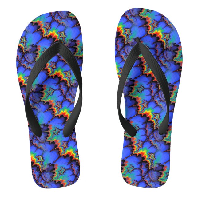 Elektrische Regenbogenwälder Fraktal Art Muster Flip Flops (Fußbett)