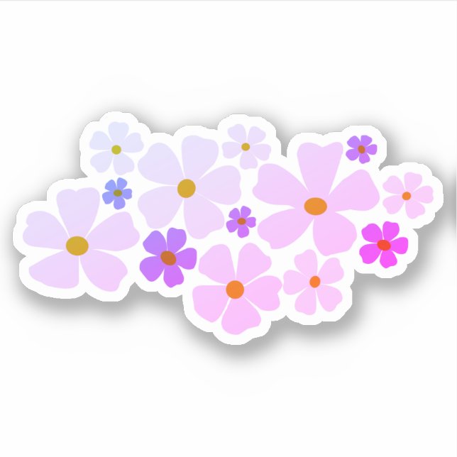 Elektrische Rosa- und violette Blumen Grafik Aufkleber (Vorderseite)