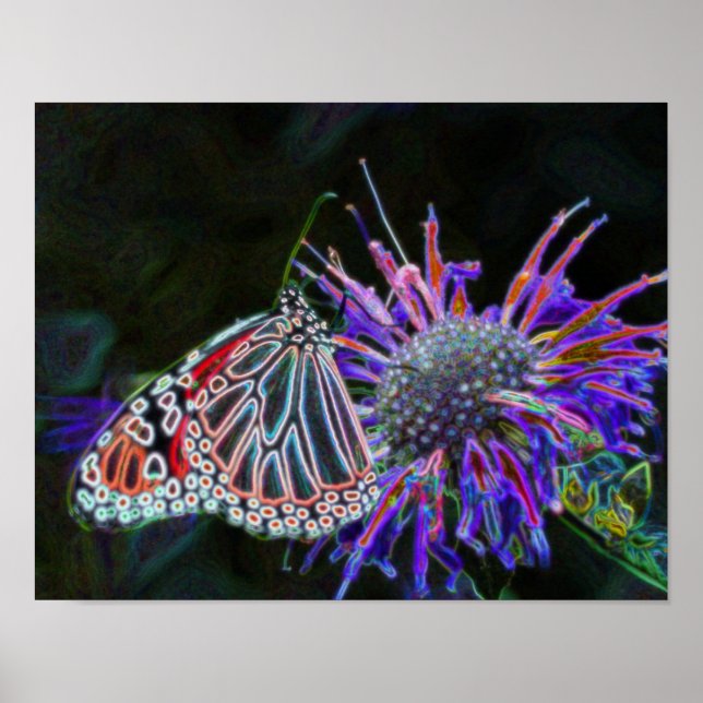 Elektrische Schmetterlinge Abstrakte Natur Kunst Poster (Vorne)