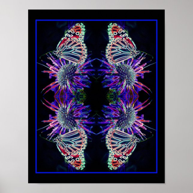 Elektrische Schmetterlinge Abstrakte Natur Kunst Poster (Vorne)