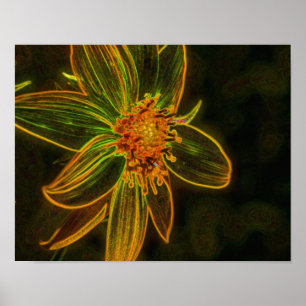 Elektrische Sonnenblumen Abstrakte Blume Kunst Poster
