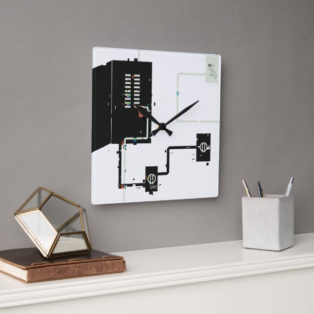Elektrische Stromkreise Quadratische Wanduhr (Büro)