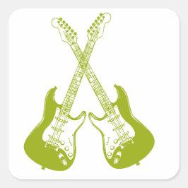 Elektrische und akustische Gitarre Rock and Roll S Quadratischer Aufkleber