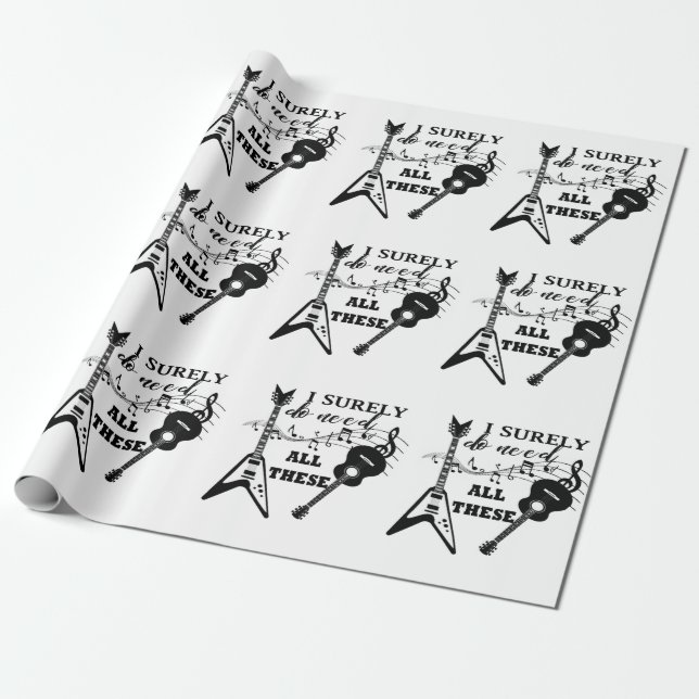 Elektrische und akustische Gitarren-Musiknote Geschenkpapier (Ungerollt)