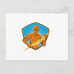 Elektrischer Bauarbeiter Retro Postkarte
