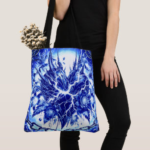 Elektrischer blauer Blumenstoß Tasche