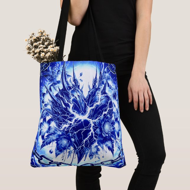 Elektrischer blauer Blumenstoß Tasche (Von Nahem)