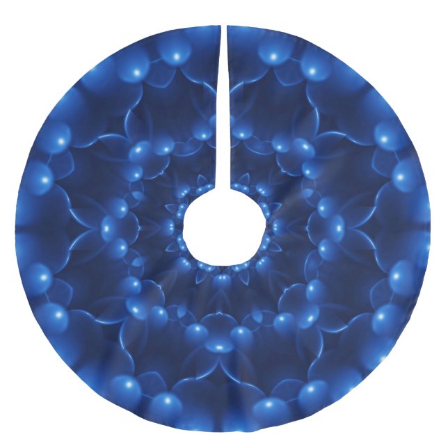 Elektrischer blauer Kaleidoskop-Baum-Rock Polyester Weihnachtsbaumdecke (Vorderseite)