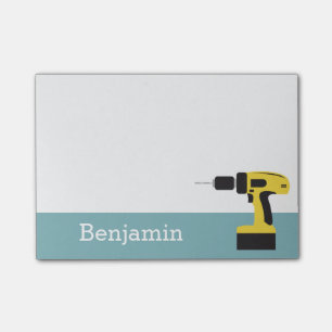 Elektrischer Bohrer mit Individuelle Name - Light Post-it Klebezettel