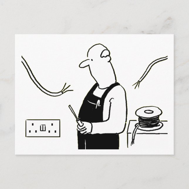 Elektrischer Cartoon Postkarte (Vorderseite)