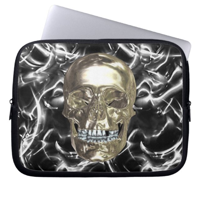 Elektrischer Chrome-Skull-Laptop-Sieb Laptopschutzhülle (Vorderseite)