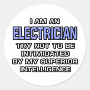 Elektrischer Joke ... Überlegene Intelligenz Runder Aufkleber