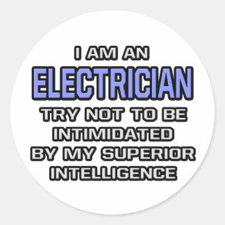 Elektrischer Joke ... Überlegene Intelligenz Runder Aufkleber