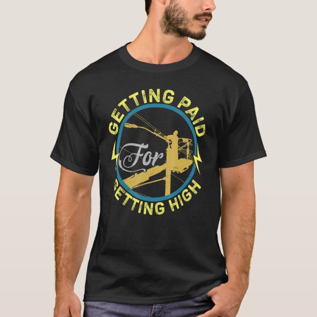 Elektrischer Power Lineman Men Boys T-Shirt (Vorderseite)