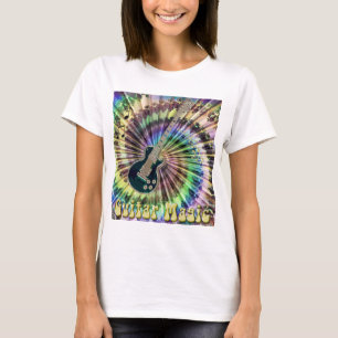 Elektrischer Regenbogen-Krawatten-Gitarren-T - T-Shirt