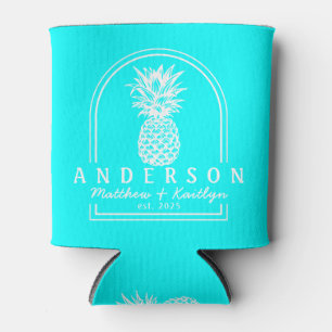 Elektrischer Retro-Cyan-Ananas-Hochzeitsbogen & Na Dosenkühler