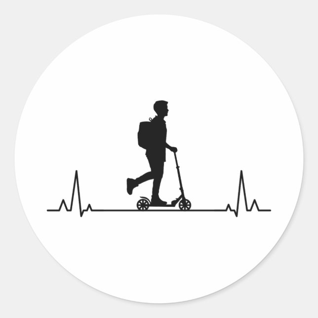Elektrischer Roller motorisierte E-Scooter Runder Aufkleber (Vorderseite)