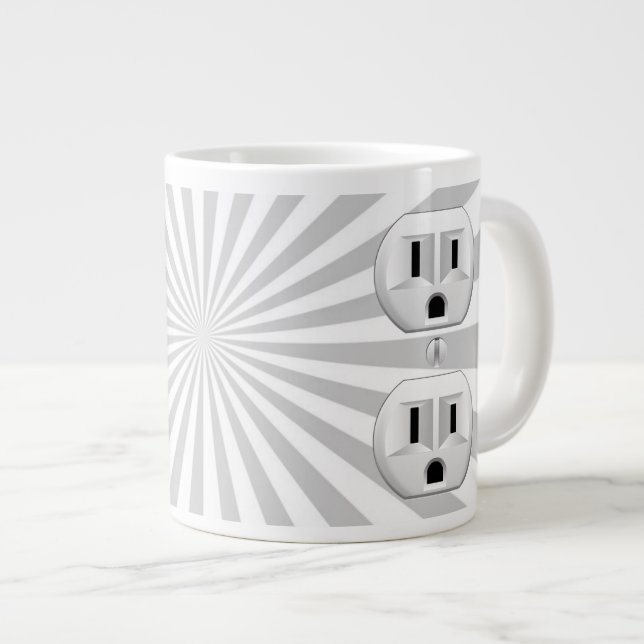 Elektrischer Stecker-Wand-Ausgang-Spaß fertigen Jumbo-Tasse (Vorderseite Rechts)