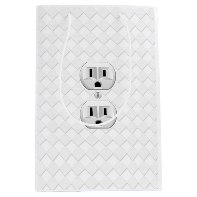 Elektrischer Stecker-Wand-Ausgang-Spaß fertigen Mittlere Geschenktüte (Vorderseite)