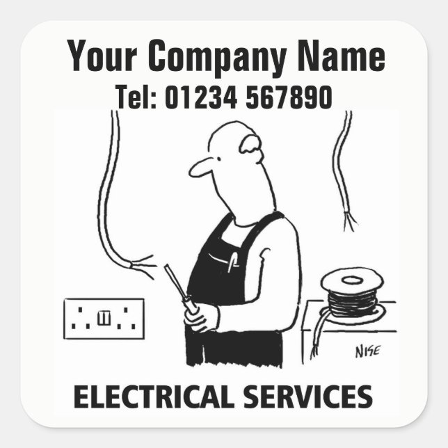 Elektrischer Theme Cartoon Quadratischer Aufkleber (Vorderseite)