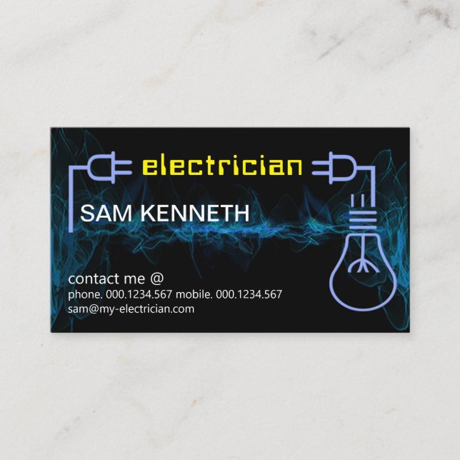 Elektrischer Wellen-Power-Stecker Blue Bulb Elektr Visitenkarte (Vorderseite)