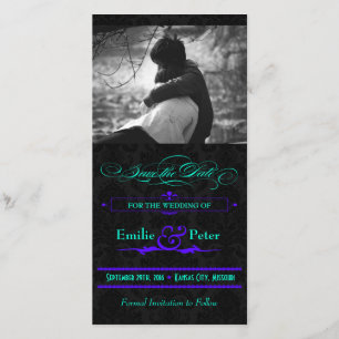Elektrisches Aquamarines und Lila Foto Save the Da Date
