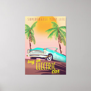 Elektrisches Auto Vintage-Werbespot Leinwanddruck