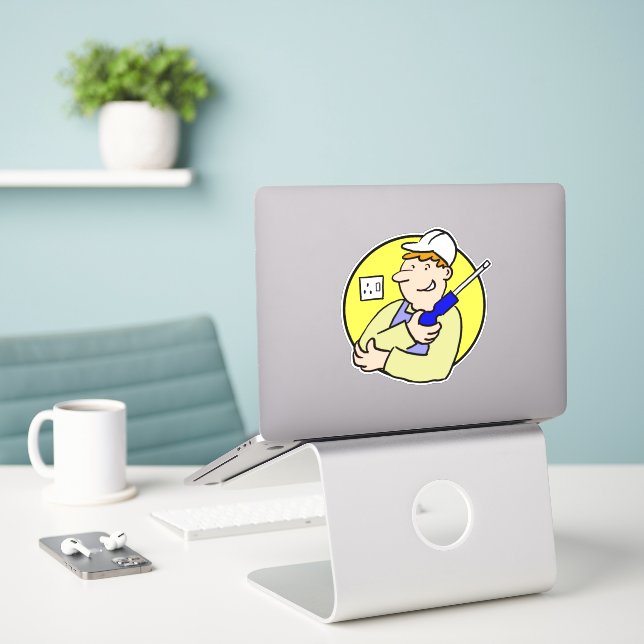 Elektrisches Bild in Farbe Aufkleber (Laptop auf Schreibtisch)