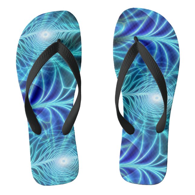 Elektrisches blaues leuchtendes Fraktal Wiederholu Flip Flops (Fußbett)