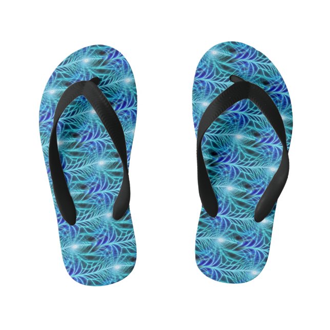 Elektrisches blaues leuchtendes Fraktal Wiederholu Kinderbadesandalen (Fußbett)