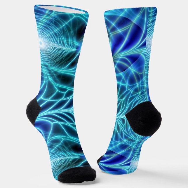 Elektrisches blaues leuchtendes Fraktal Wiederholu Socken (Gewinkelt)