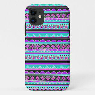 Elektrisches blaues und lila geometrisches Muster iPhone 11 Hülle