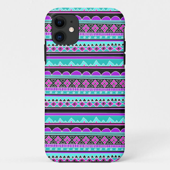 Elektrisches blaues und lila geometrisches Muster Case-Mate iPhone Hülle (Rückseite)
