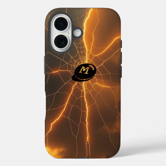 Elektrisches Blitznetz im Sturm iPhone 16 Hülle (Rückseite)
