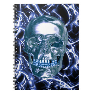 Elektrisches Blue Chrome Skull Spiral Notebook Notizblock