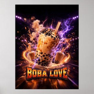 Elektrisches Boba-Tee-Grafik Poster
