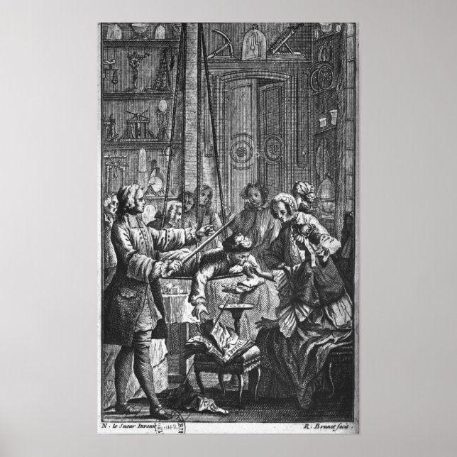 Elektrisches Experiment an einem Mann Poster (Vorne)