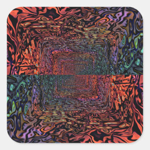 Elektrisches Fraktal-Kaleidoskop abstraktes Design Quadratischer Aufkleber
