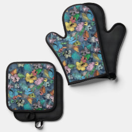 Elektrisches Geschenk - Mens Oven Mitt - Hawaiian Ofenhandschuh & Topflappen-Set
